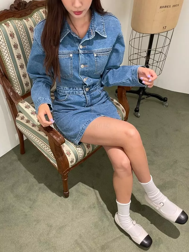 Four Eight - Korean Women Fashion - #momslook - Delly Denim One-piece - 10