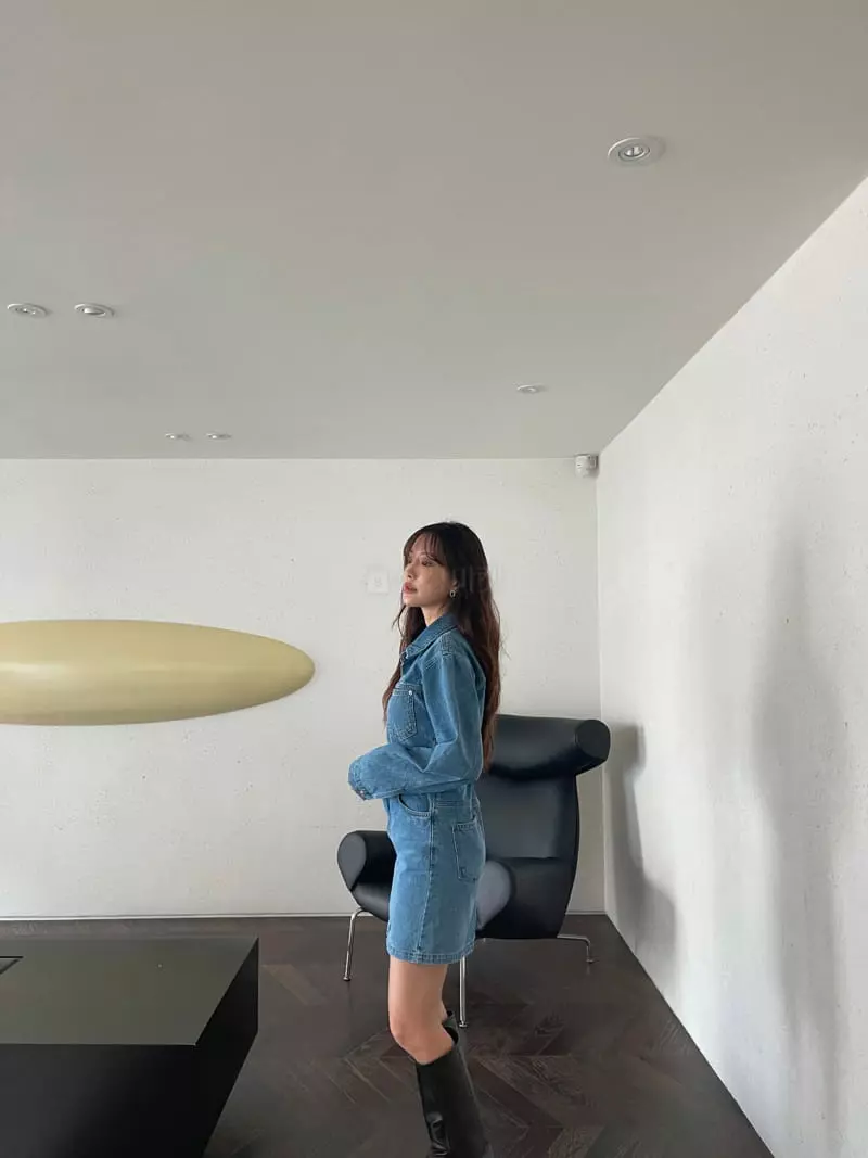Four Eight - Korean Women Fashion - #momslook - Delly Denim One-piece - 8