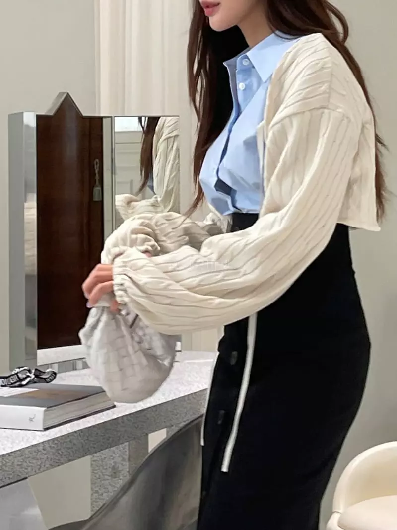 Four Eight - Korean Women Fashion - #momslook - Twist Bolero Cardigan - 8