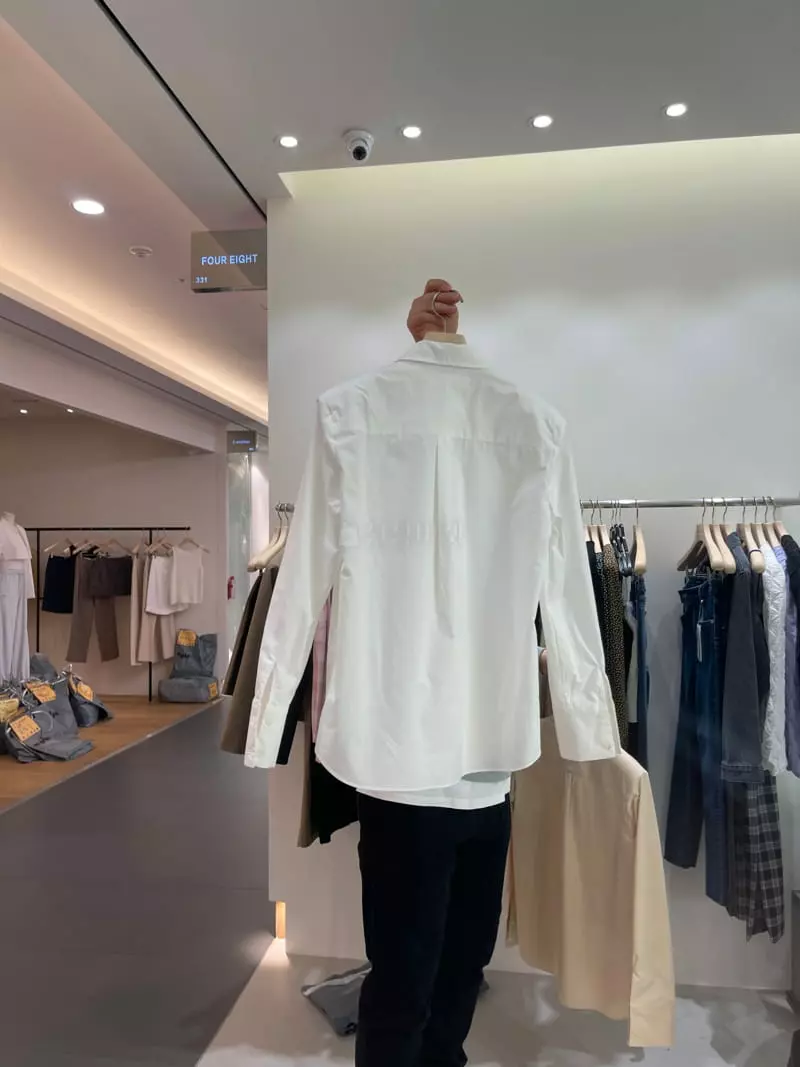 Four Eight - Korean Women Fashion - #momslook - Big Collar Shirt - 5