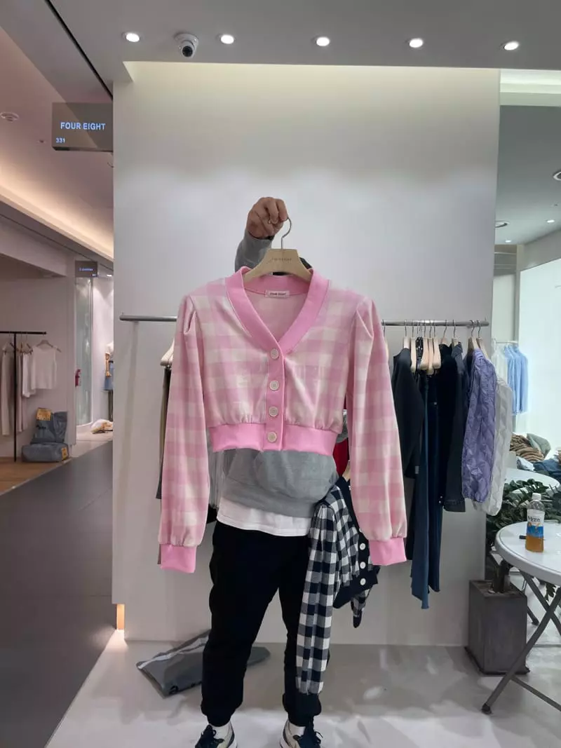 Four Eight - Korean Women Fashion - #pursuepretty - Check Cardigan - 11