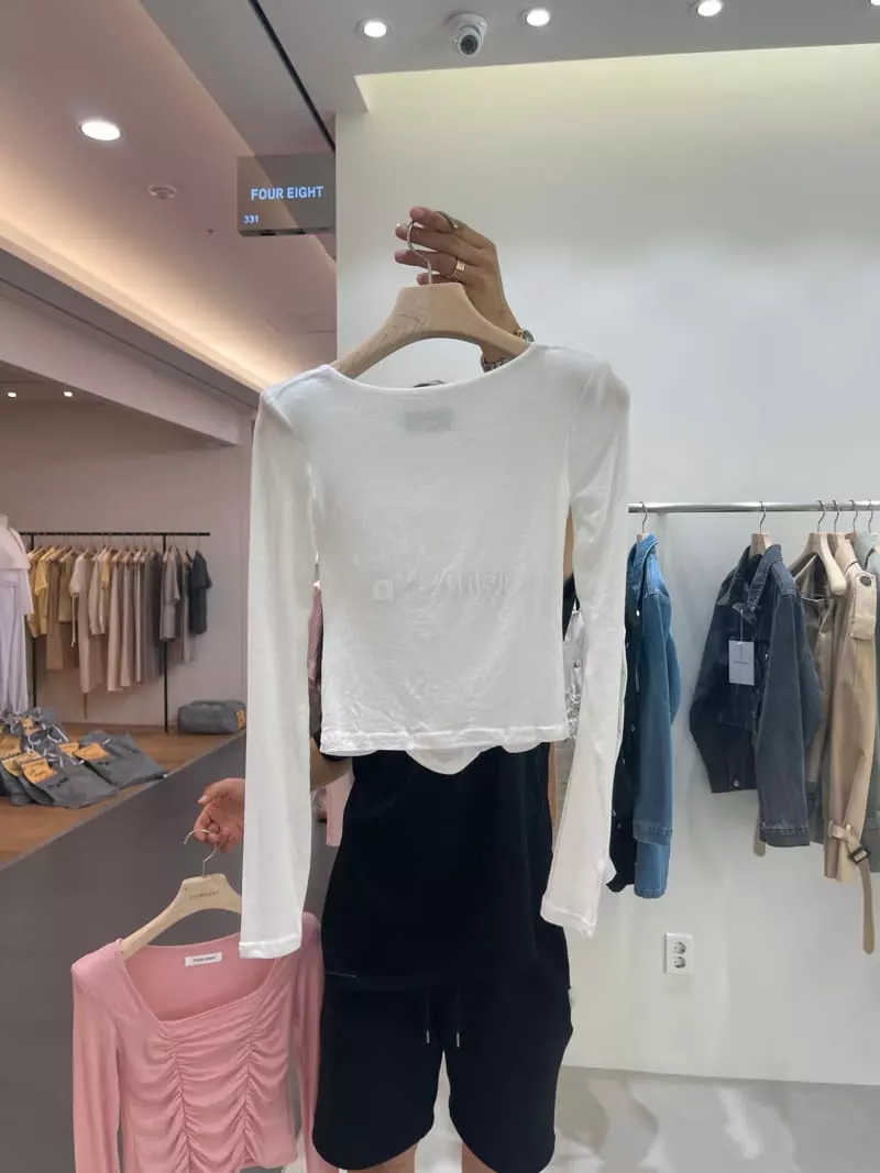 Four Eight - Korean Women Fashion - #pursuepretty - Square Shirring Tee - 5