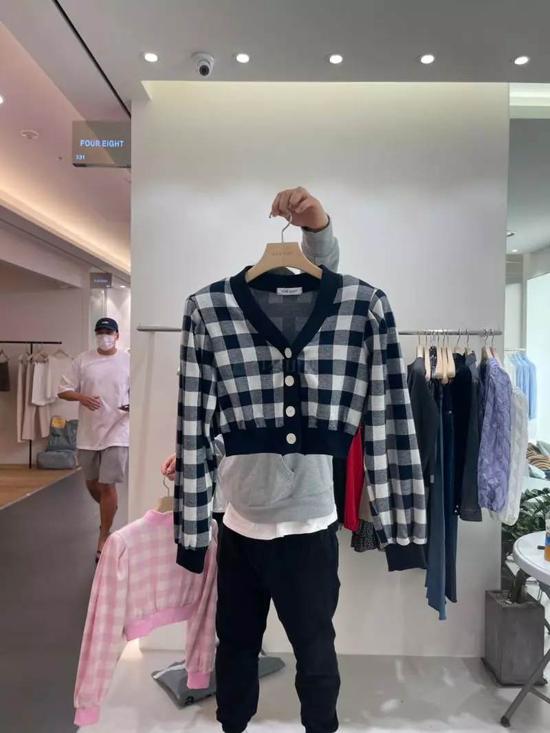Four Eight - Korean Women Fashion - #restrostyle - Check Cardigan - 12