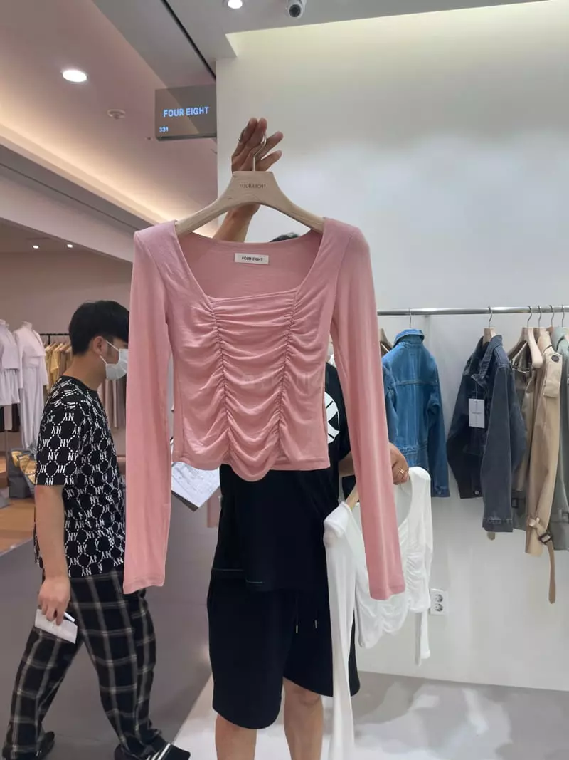 Four Eight - Korean Women Fashion - #restrostyle - Square Shirring Tee - 6