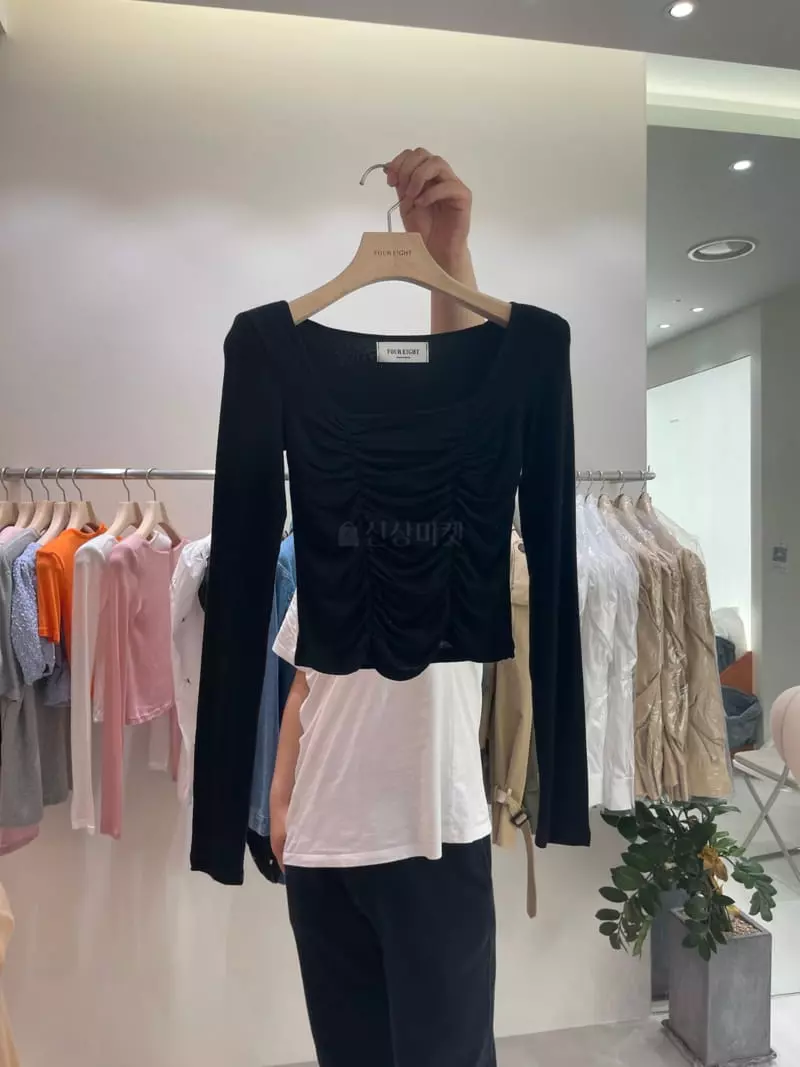 Four Eight - Korean Women Fashion - #shopsmall - Square Shirring Tee - 8