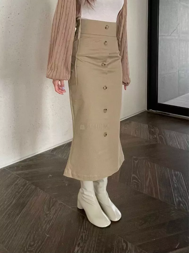 Four Eight - Korean Women Fashion - #shopsmall - Line Long Skirt