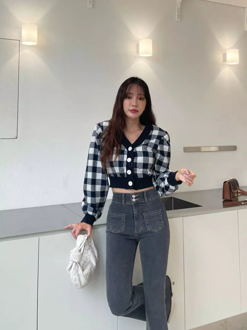 Four Eight - Korean Women Fashion - #vintageinspired - Check Cardigan - 9