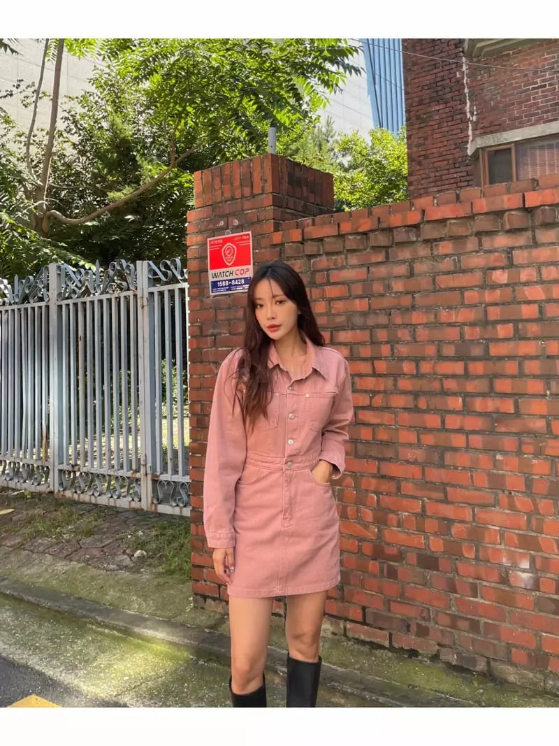 Four Eight - Korean Women Fashion - #vintageinspired - Surfing Denim One-piece - 2