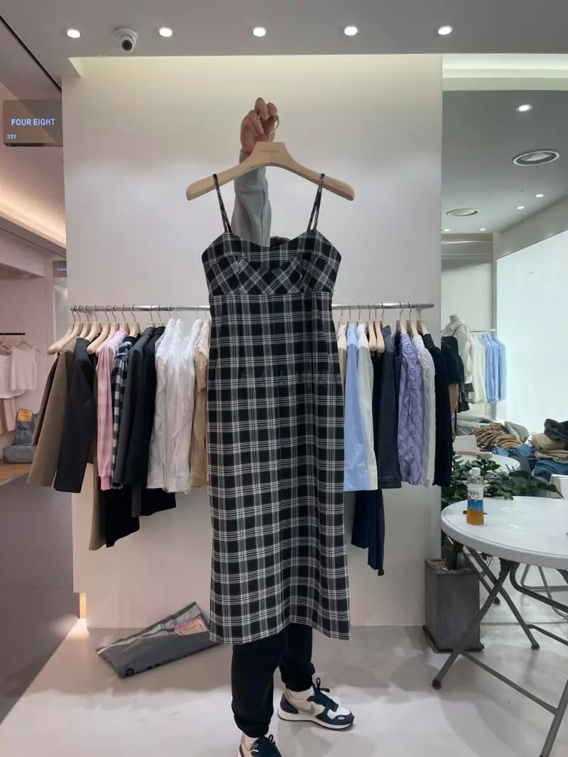 Four Eight - Korean Women Fashion - #vintagekidsstyle - Check Long One-piece - 11