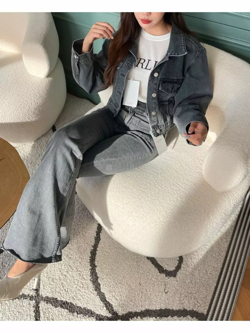 Four Eight - Korean Women Fashion - #vintagekidsstyle - Adel Denim Jacket - 5