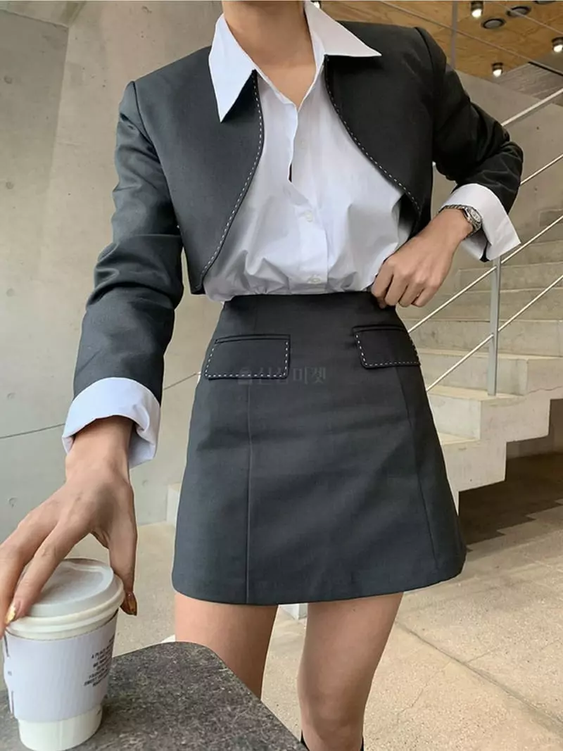 Four Eight - Korean Women Fashion - #womensfashion - Hoshi Stitch Skirt