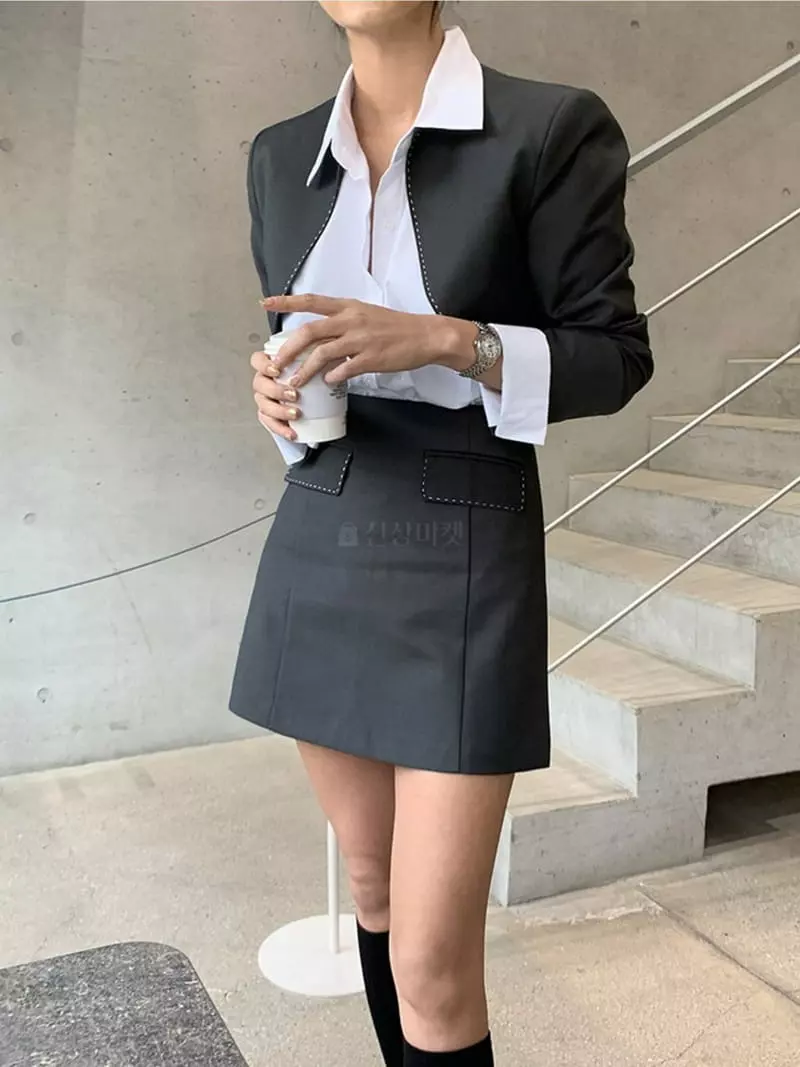 Four Eight - Korean Women Fashion - #womensfashion - Hoshi Stitch Skirt - 7