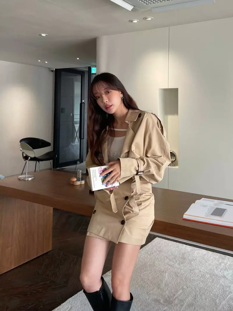 Four Eight - Korean Women Fashion - #womensfashion - Trench Double Skirt - 6