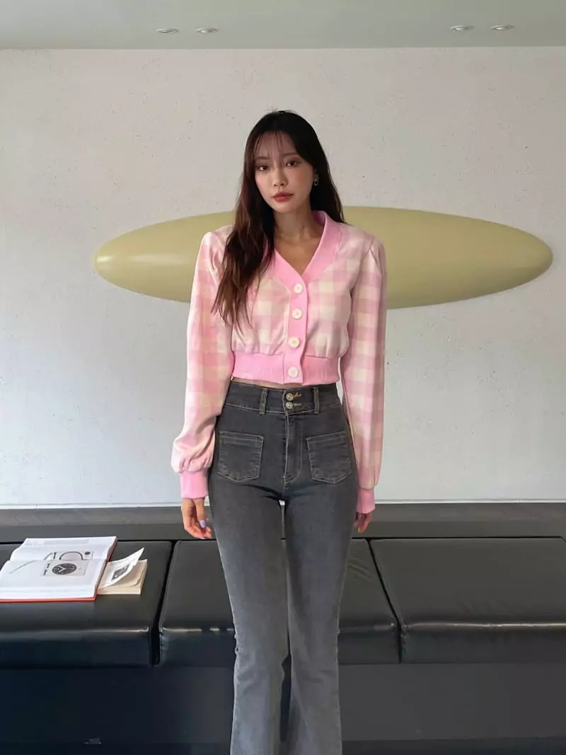 Four Eight - Korean Women Fashion - #momslook - Check Cardigan - 4