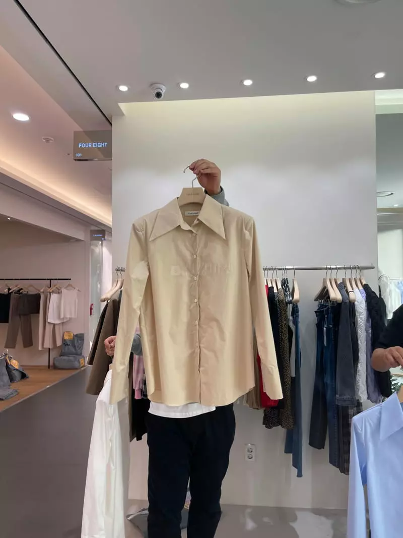 Four Eight - Korean Women Fashion - #momslook - Big Collar Shirt - 4
