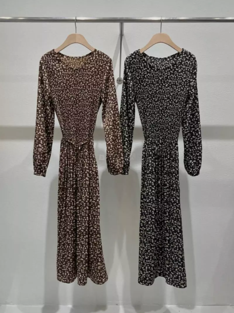 Fre - Korean Women Fashion - #momslook - Flower Pleats One-piece - 6