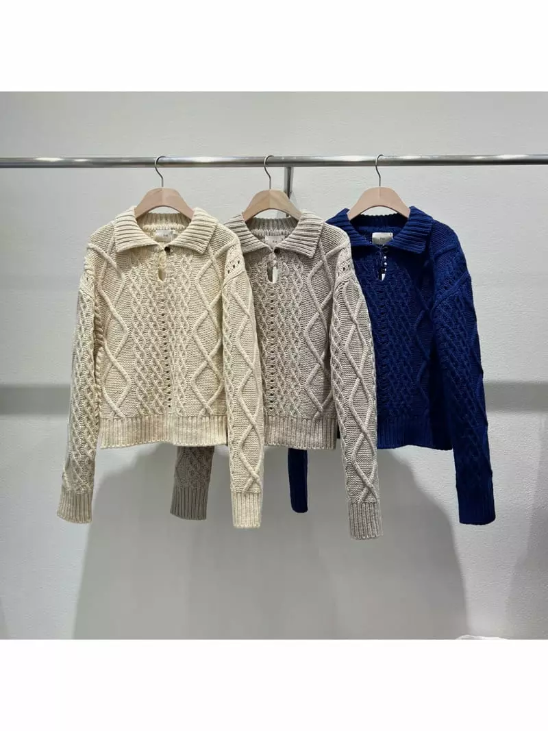 Fre - Korean Women Fashion - #momslook - Cable Button Knit Tee - 6