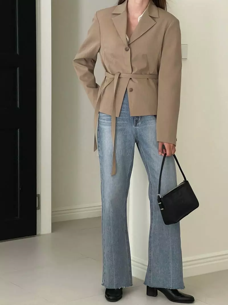 Fre - Korean Women Fashion - #momslook - Tear Belted Jacket - 3