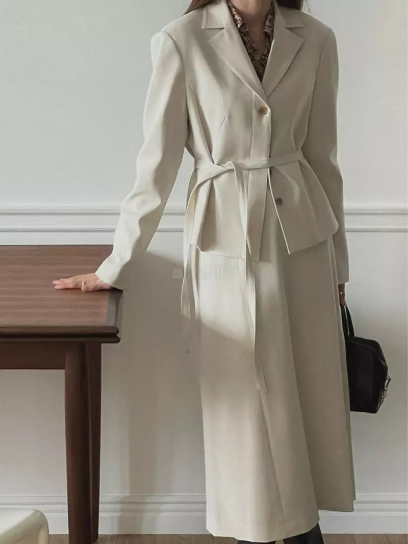 Fre - Korean Women Fashion - #momslook - Tear Belted Jacket - 4