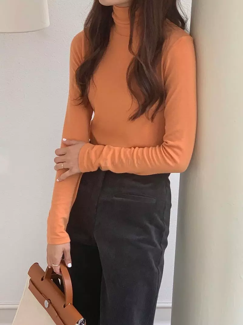 Fre - Korean Women Fashion - #womensfashion - Sand Turtleneck Tee