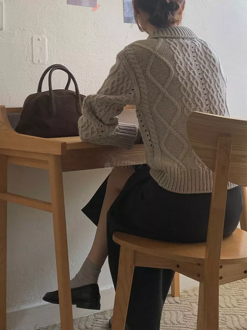 Fre - Korean Women Fashion - #womensfashion - Cable Button Knit Tee - 3