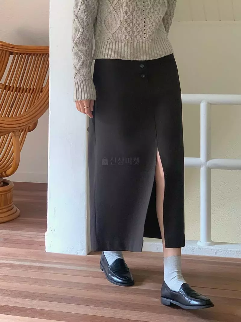 Fre - Korean Women Fashion - #womensfashion - button Twill Skirt - 2