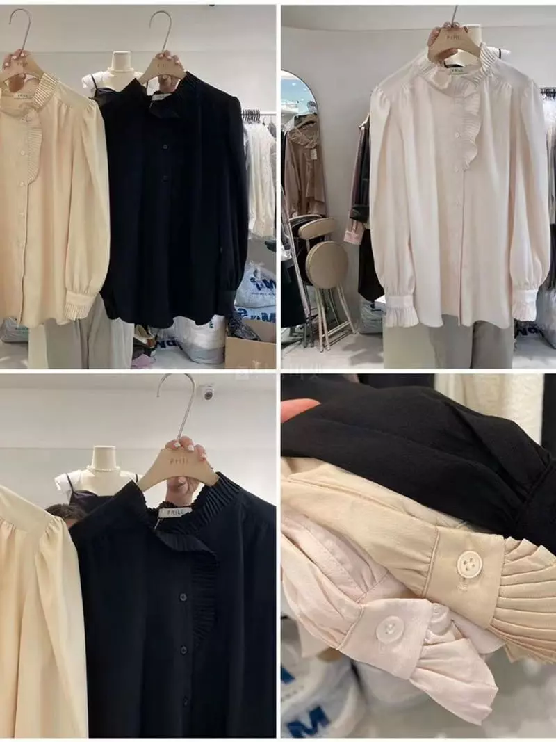 Frill - Korean Women Fashion - #romanticstyle - Wrinkle Blouse - 7
