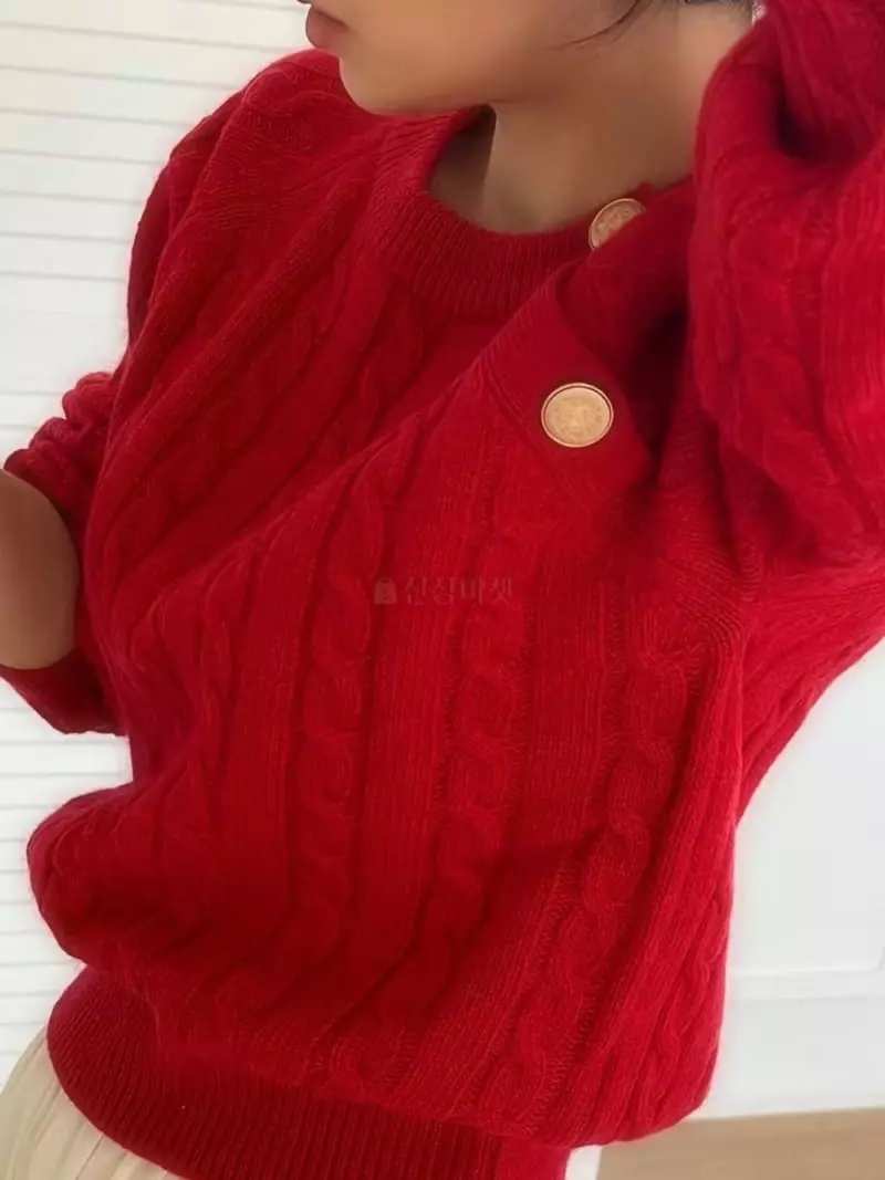 Frill - Korean Women Fashion - #thelittlethings - Mue Button Knit Tee - 5