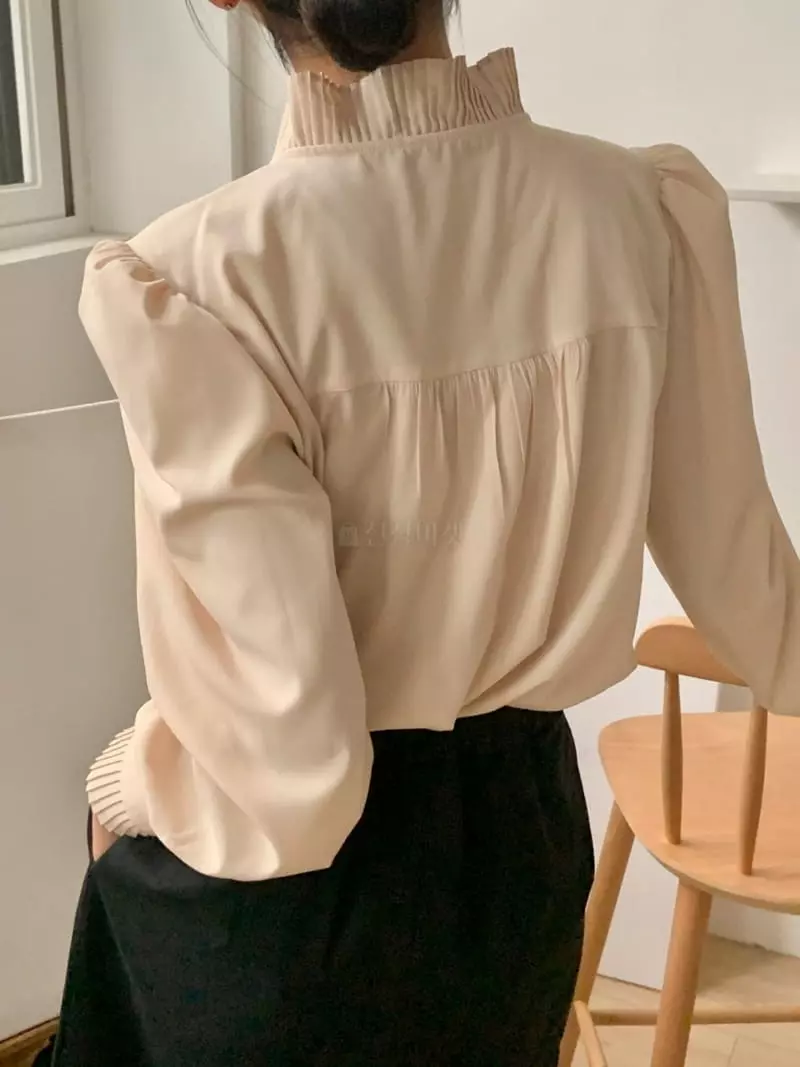 Frill - Korean Women Fashion - #vintageinspired - Wrinkle Blouse - 4