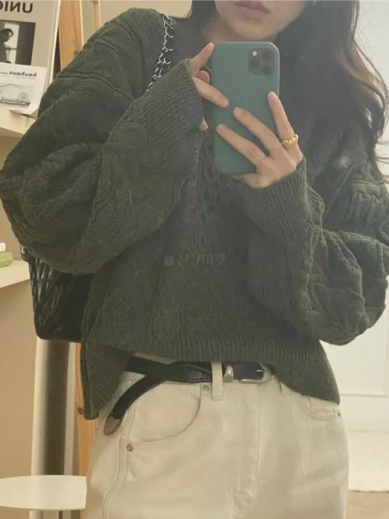 Frill - Korean Women Fashion - #womensfashion - Twist V Neck Knit Tee