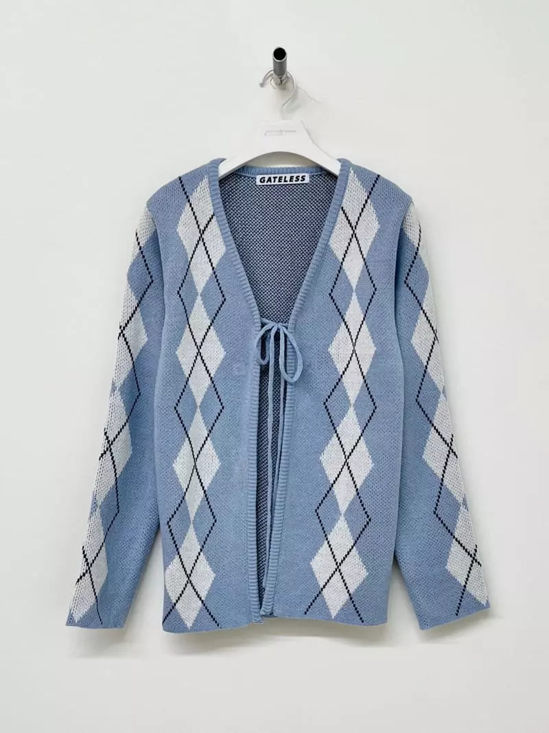 Gateless - Korean Women Fashion - #momslook - Argyle Cardigan - 2