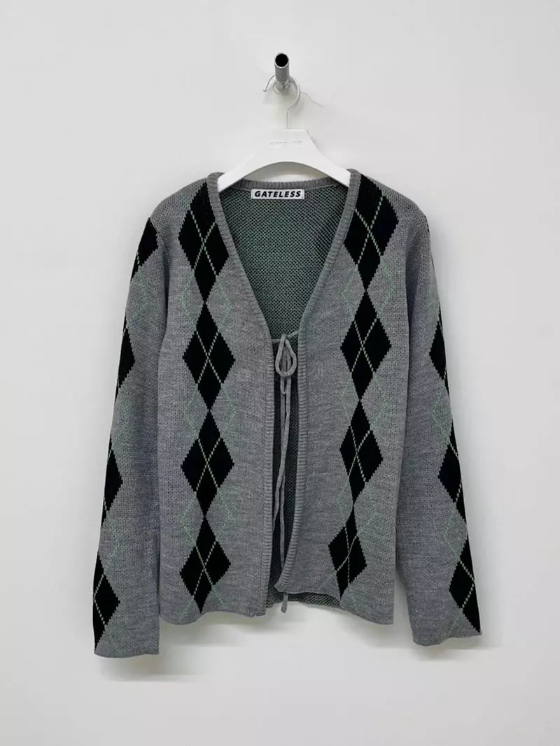 Gateless - Korean Women Fashion - #womensfashion - Argyle Cardigan - 4