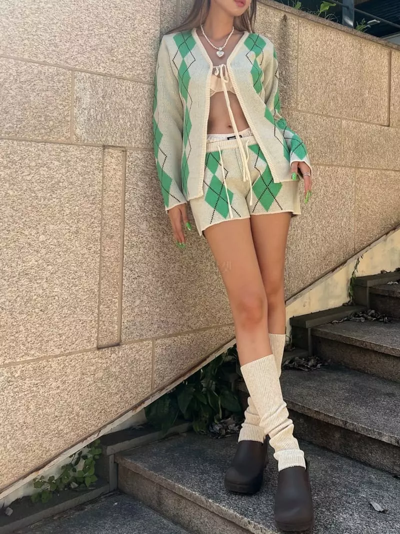 Gateless - Korean Women Fashion - #vintagekidsstyle - Argyle Set - 5