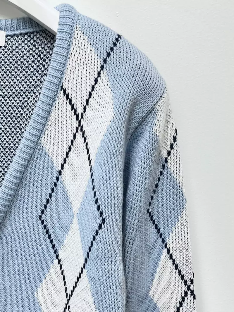 Gateless - Korean Women Fashion - #womensfashion - Argyle Cardigan - 7