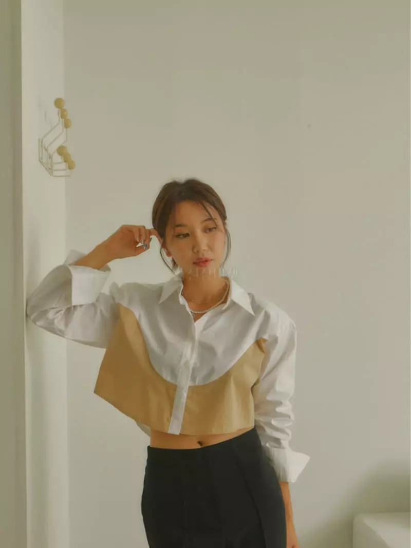 Ginger - Korean Women Fashion - #womensfashion - Wave Crop Shirt - 4