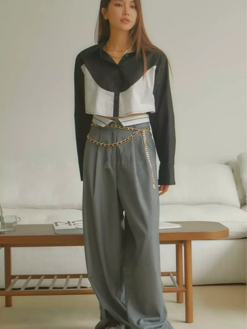 Ginger - Korean Women Fashion - #womensfashion - Wave Crop Shirt - 7