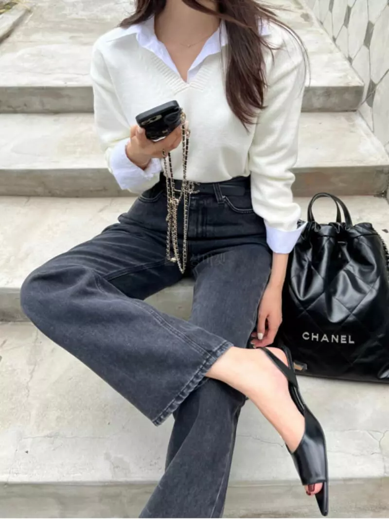 Ginger - Korean Women Fashion - #womensfashion - Wave Crop Shirt - 9