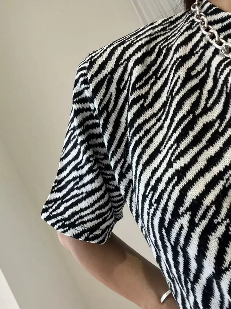 Ginger - Korean Women Fashion - #womensfashion - Zebra Knit Tee