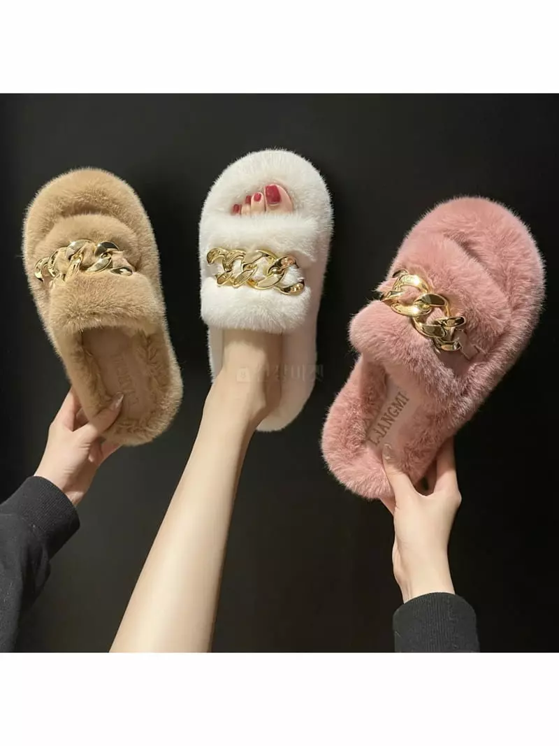 Golden Shoe - Korean Women Fashion - #momslook - R7158 Slippers