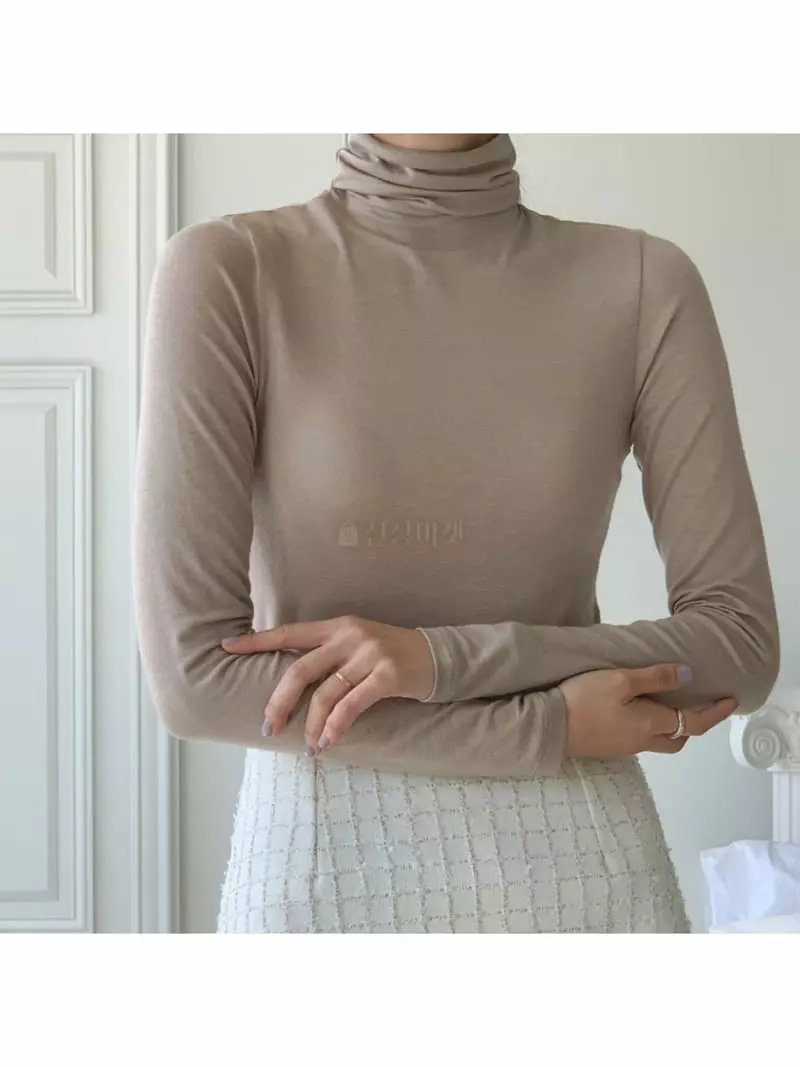 Gracia - Korean Women Fashion - #momslook - Skin Turtleneck Tee