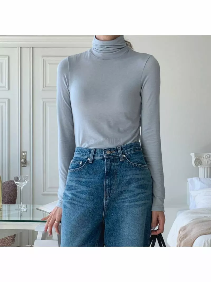 Gracia - Korean Women Fashion - #romanticstyle - Skin Turtleneck Tee - 7