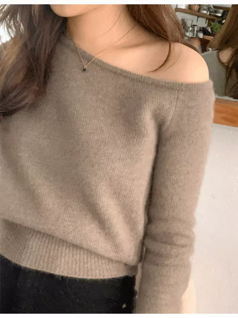 Gracia - Korean Women Fashion - #thatsdarling - Racoon One Shoulder Knit Tee - 11