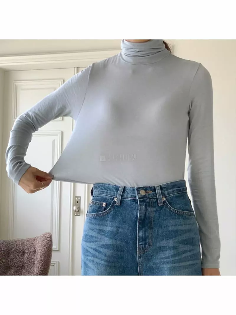Gracia - Korean Women Fashion - #thatsdarling - Skin Turtleneck Tee - 9