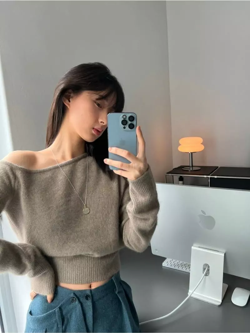 Gracia - Korean Women Fashion - #thelittlethings - Racoon One Shoulder Knit Tee - 12
