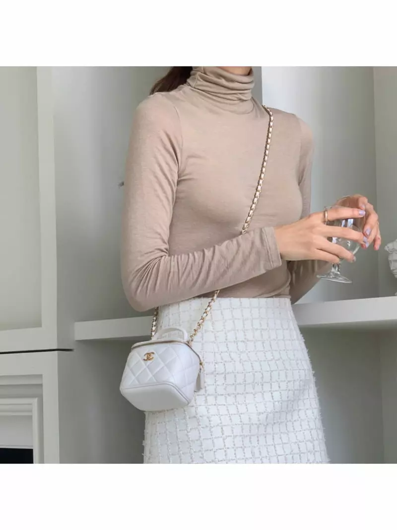 Gracia - Korean Women Fashion - #vintageinspired - Skin Turtleneck Tee - 3