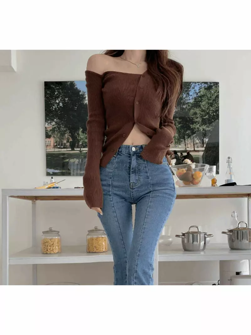 Gracia - Korean Women Fashion - #womensfashion - Way Unbal Knit Tee - 5