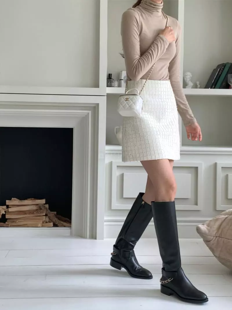 Gracia - Korean Women Fashion - #womensfashion - Skin Turtleneck Tee - 2
