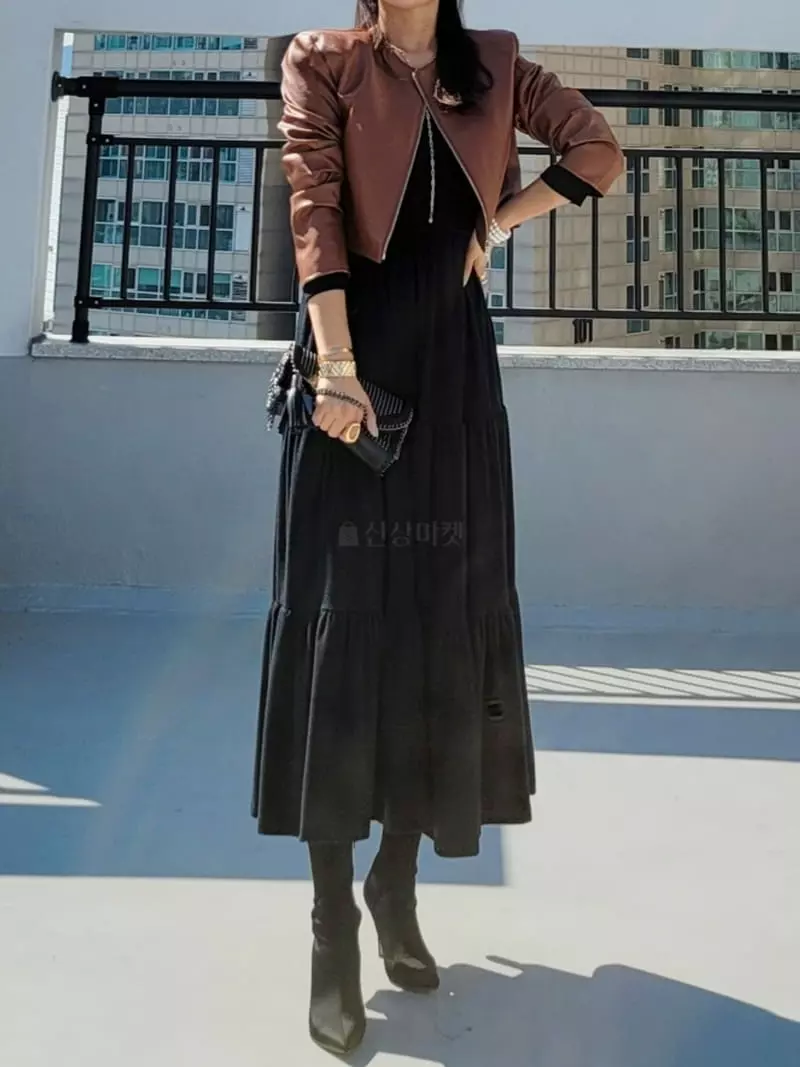 Gratia - Korean Women Fashion - #momslook - Crew Leather Jacket - 7