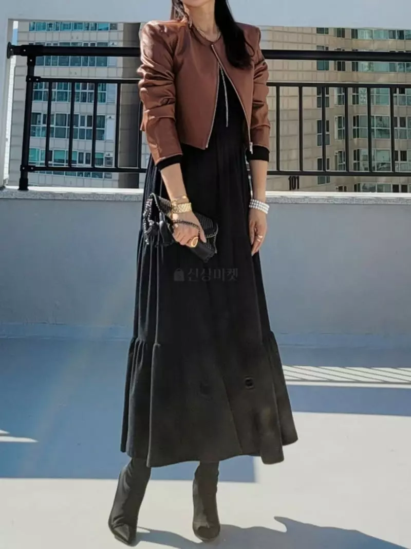 Gratia - Korean Women Fashion - #momslook - Crew Leather Jacket - 8