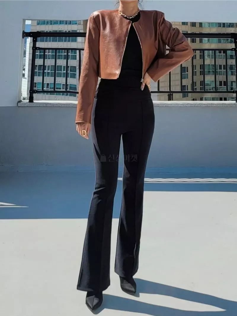 Gratia - Korean Women Fashion - #momslook - Crew Leather Jacket - 4